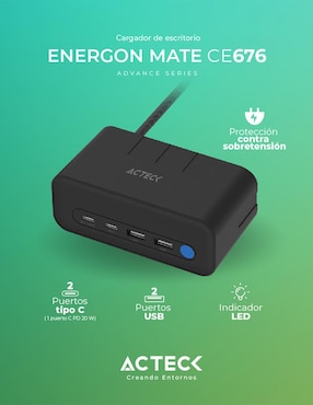 Cargador pared Acteck USB