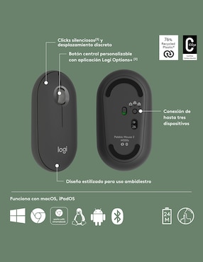 Mouse Inalámbrico Logitech pebble2 m350s 910-007049