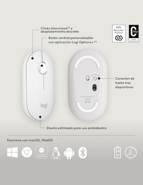 Mouse inalámbrico Logitech Pebble2 M350s 910-007047