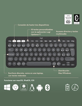 Teclado inalámbrico Logitech Pebble Keys2 K380S