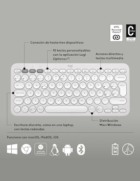 Teclado inalámbrico Logitech Pebble Keys2 K380S