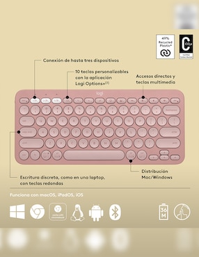 Teclado inalámbrico Logitech Pebble Keys2 K380S