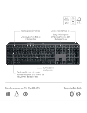 Teclado conexión inalámbrica Logitech MX Keys S