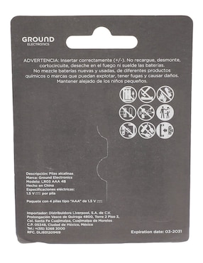Batería AAA Alcalino Ground 1.5 V