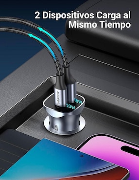 Cargador auto Ugreen USB tipo A + USB tipo C