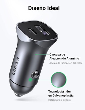 Cargador auto Ugreen USB tipo A + USB tipo C