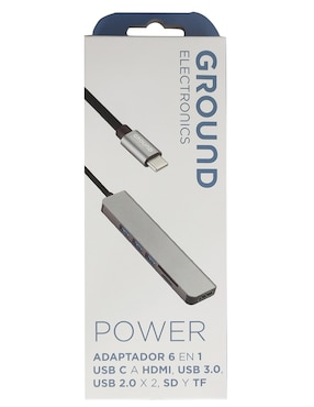 Hub Ground USB 6 A HDMI, USB 3.0, USB 2.0 X 2, SD Y TF De 6 Contactos