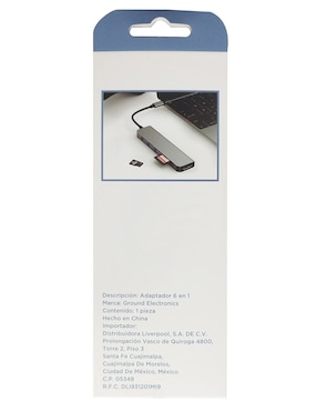 Hub Ground USB 6 a HDMI, USB 3.0, USB 2.0 x 2, SD y TF de 6 contactos