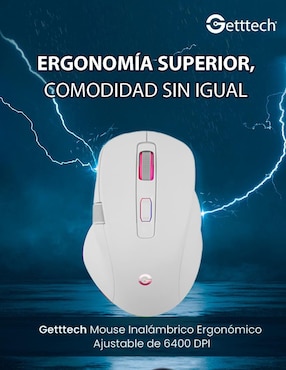 Mouse Gamer Inalámbrico Getttech ggm-rgbtr-01-wh