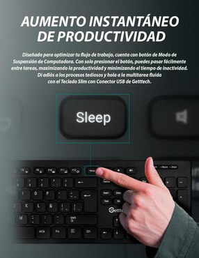 Teclado conexión alámbrica Getttech GGK-ESMWR-01 SLIM HUB_2PORT_USB