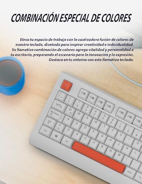 Teclado conexión alámbrica Getttech Colorful GGK-ESMWR-02-WH