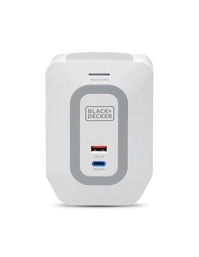 Multicontacto Black + Decker BDXEEMTTAP4 de 6 contactos aterrizados y 2 contactos USB para recarga