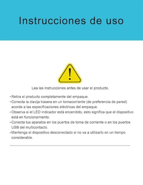 Multicontacto Black + Decker BDXEEMTTAP4 de 6 contactos aterrizados y 2 contactos USB para recarga