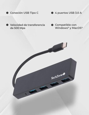 Hub Techzone TZACHB01 de 4 puertos usb