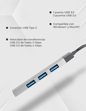 Hub Techzone TZACHB04 de 4 puertos USB