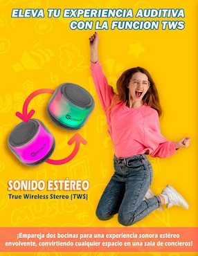 Bocina portátil Getttech MINI GUS-ETRBT-01​_RGB_BT_TWS bluetooth