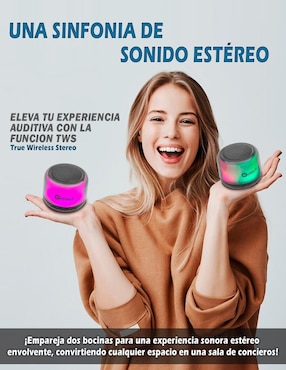 Bocina portátil Getttech MINI GUS-ETRBT-01​_RGB_BT_TWS bluetooth