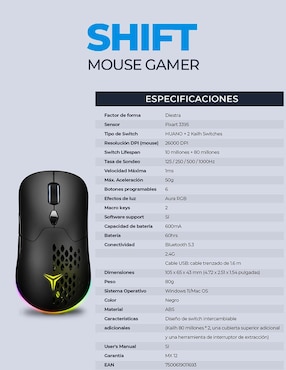 Mouse gamer Yeyian Shift 3