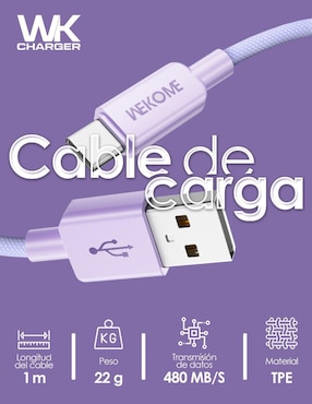 Cable USB C Wekome a tipo USB A de 1 m