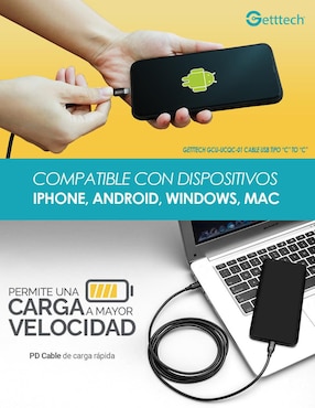 Cable USB C Getttech de 2 m