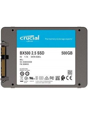 Unidad SSD Crucial Capacidad 500 GB