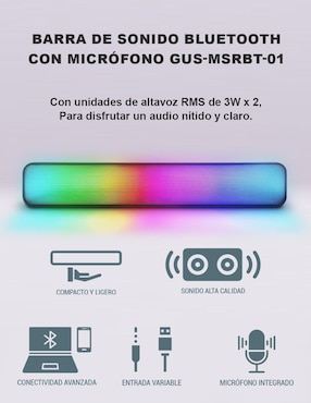 Bocina gaming Getttech GUS-MSRBT-01 bluetooth