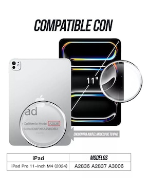 Protector tableta Sarafox iPad Pro 11 2024 M4 modelos: A2836, A2837, A3006 de cristal templado