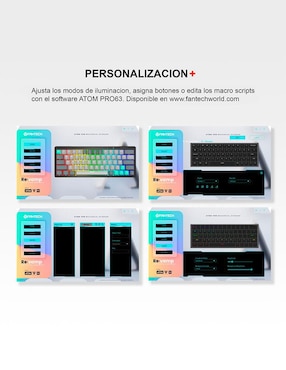 Teclado gamer conexión inalámbrica Fantech Atom Pro 63 Mercury