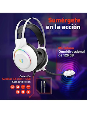 Audífonos gamer Over-Ear Balam Rush Hesix Ii Hs688 alámbricos