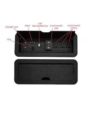 Multicontacto Mindejal de 3 salidas y 2 puertos Usb