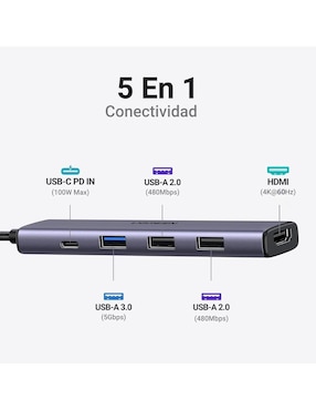 Hub Ugreen 15597 de 5 contactos