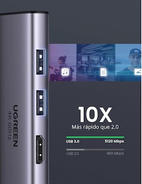 Hub Ugreen 60384 de 6 contactos