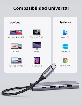 Hub Ugreen 60384 de 6 contactos