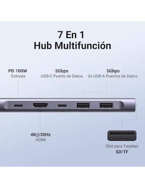 Hub Ugreen 15214 de 7 contactos