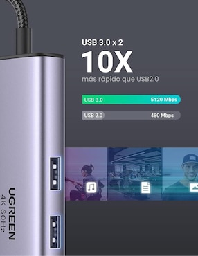 Hub Ugreen 90568 de 7 contactos