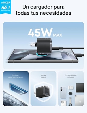 Cargador pared Anker de 45 W USB tipo C