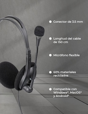 Audífonos de diadema Techzone Tzacdia01 alámbricos