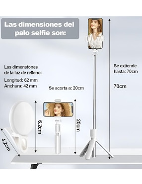 Selfie stick Xtellar Xtllar812 con control remoto