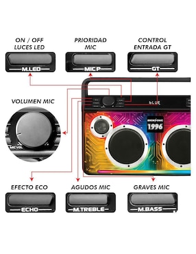 Bocina portátil Broksonic 1996 bluetooth