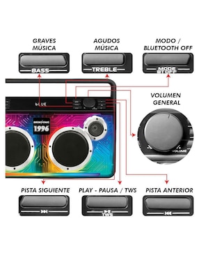 Bocina portátil Broksonic 1996 bluetooth