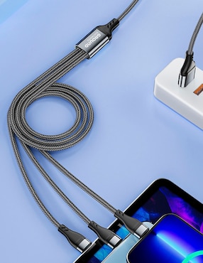 Cable cargador lightning, micro USB y tipo C Ground a tipo USB C de 1 m