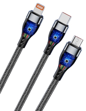 Cable cargador lightning, micro USB y tipo C Ground a tipo USB C de 1 m