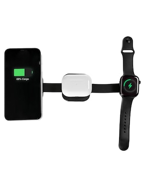 Cargador inalámbrico Kelek de 15 W USB + USB tipo C Qi-3-B2