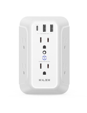 Multicontacto Kelek MULT-6-W1 de 6 contactos, 2 puertos USB y 1 puerto USB C