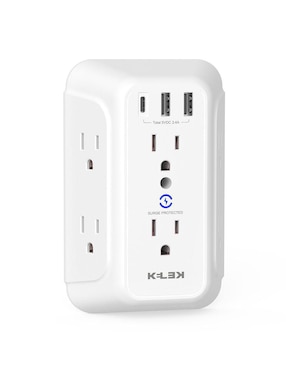 Multicontacto Kelek MULT-6-W1 de 6 contactos, 2 puertos USB y 1 puerto USB C
