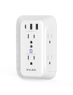 Multicontacto Kelek MULT-6-W1 de 6 contactos, 2 puertos USB y 1 puerto USB C