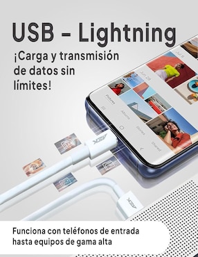 Cable lightning Aek Cyber a tipo USB A de 1 m