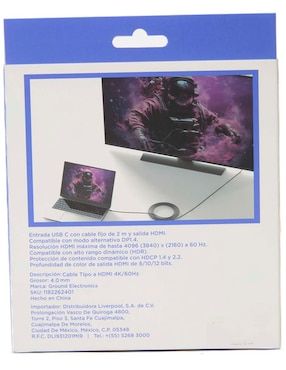 Cable HDMI Ground a tipo USB C de 2 m