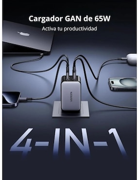 Cargador pared Ugreen de 65 W USB + USB tipo C 35530