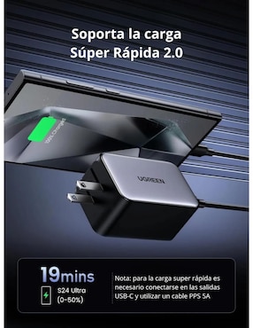 Cargador pared Ugreen de 65 W USB + USB tipo C 35530